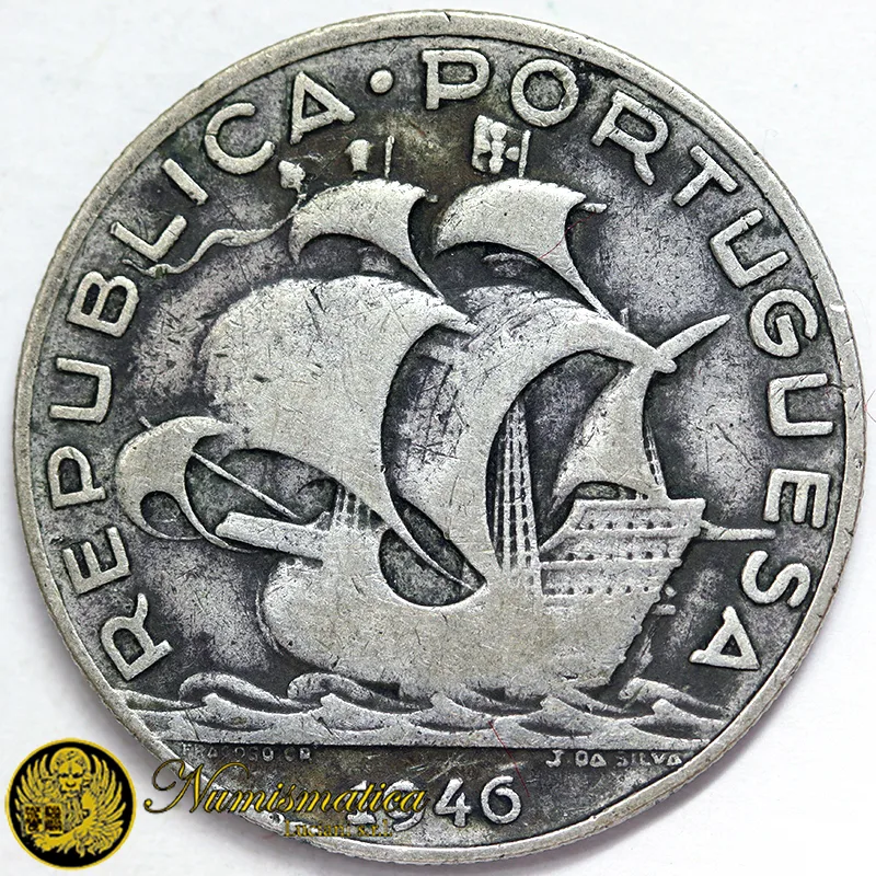 PORTOGALLO 5 Escudos 1946 BB Ag.650 7 g #4850