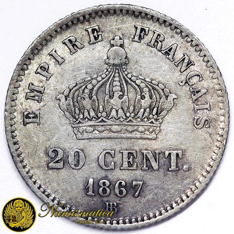 FRANCIA Napoleone III 20 Centimes 1867 BB Strasburgo Ag.835 1,00 g #7608