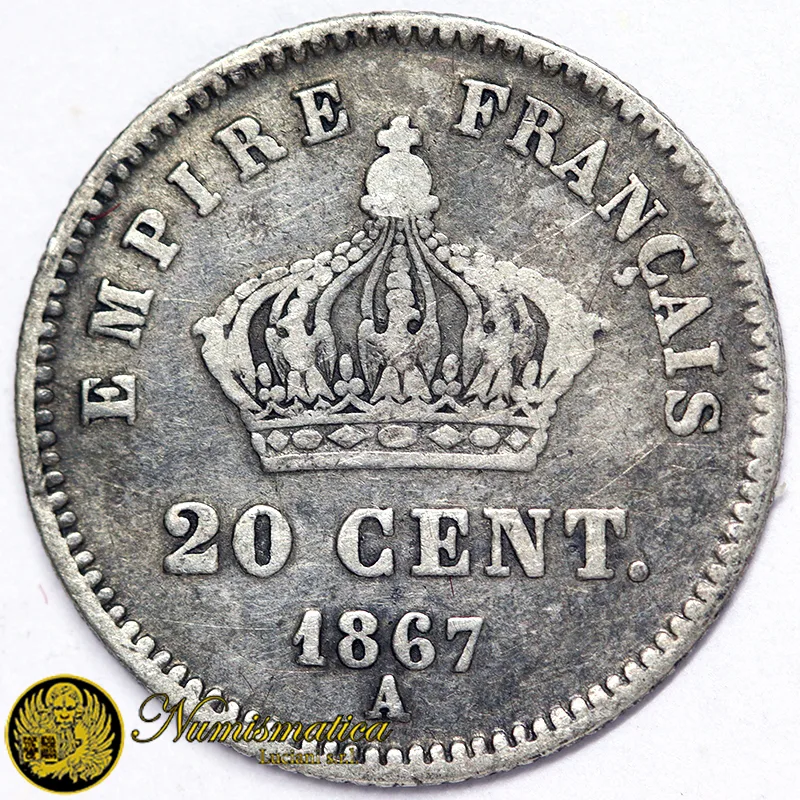 FRANCIA Napoleone III 20 Centimes 1867 A Parigi Ag.835 1,00 g #7609