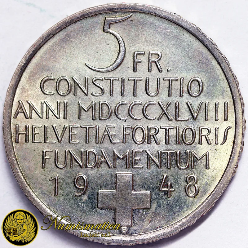 SVIZZERA 5 Franchi 1948 Costituzione Ag.835 15 g #1159