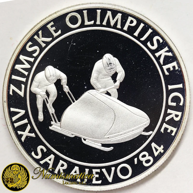 YUGOSLAVIA 100 Dinara 1983 Bob Olimpiadi Sarajevo 1984 PROOF Ag.925 13,00 g #4436