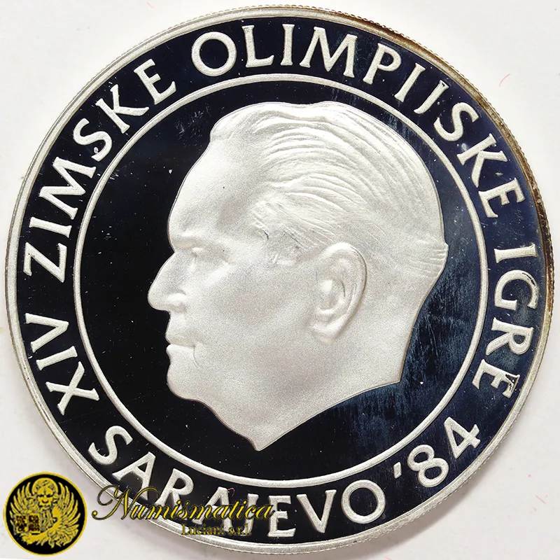 YUGOSLAVIA 250 Dinara 1984 Profilo di Tito Olimpiadi Sarajevo 1984 PROOF Ag.925 17,00 g #4447