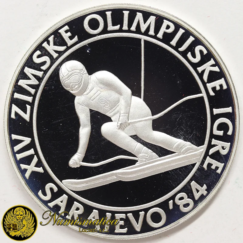 YUGOSLAVIA 500 Dinara 1984 Slalom gigante scii Olimpiadi Sarajevo 1984 PROOF Ag.925 23,00 g #8056