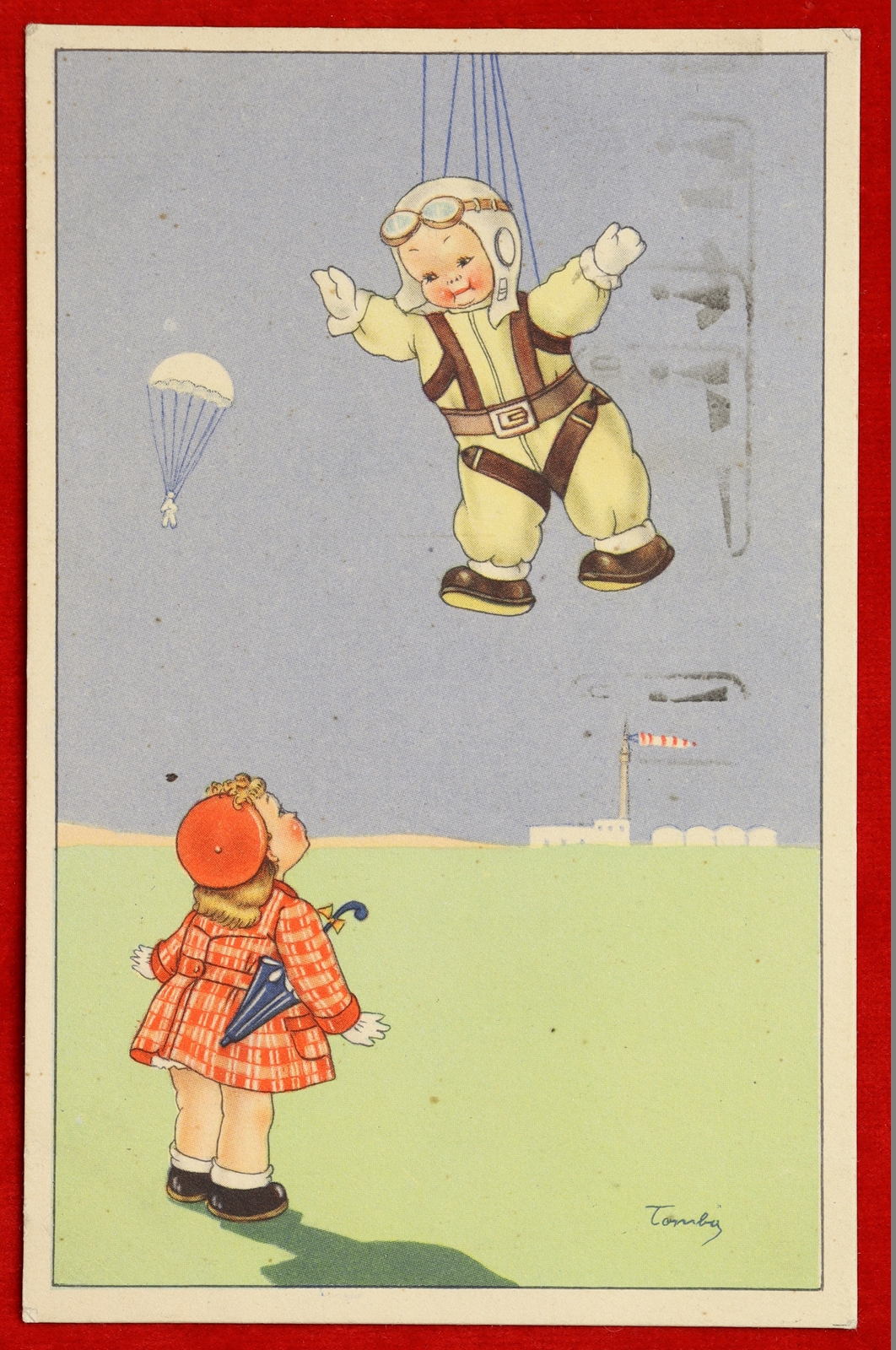 PROPAGANDA illustrata TOMBA Bambini Paracadutista viaggiata 1941 f/p #19525