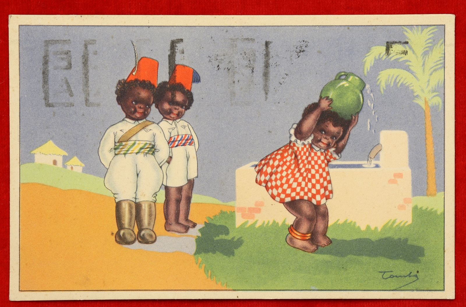PROPAGANDA Coloniale illustratore Tomba BAMBINI viaggiata 1941 f/p #19530
