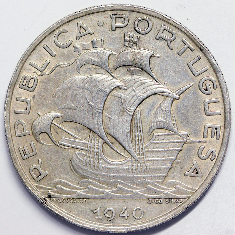 PORTOGALLO 10 Escudos 1940 Argento 835‰ 12,50 gr. #2091