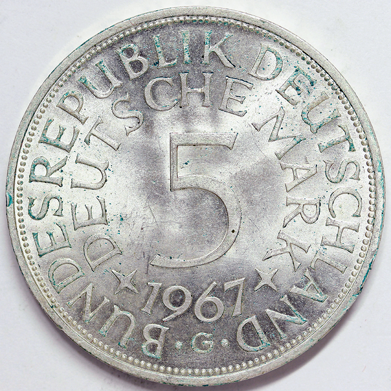 GERMANIA 5 Marchi 1967 G Baden Fdc Argento 625‰ 7 gr. #4968
