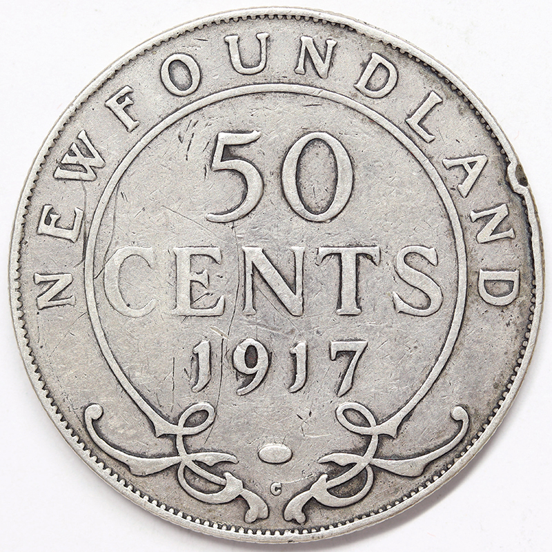 CANADA Newfounland 50 Cents 1917 C Ottawa Giorgio V Argento 925‰ 11,66 gr. #4901