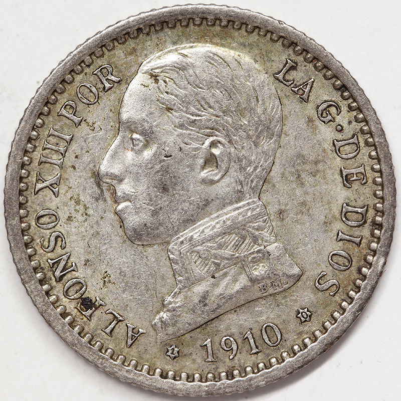 SPAGNA 50 Centimos 1910 *10 PCV Argento #6623